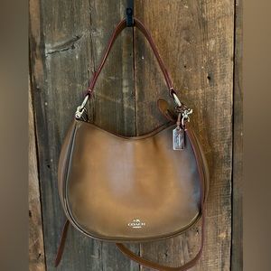 COACH Burnished Brown Leather Bag. Shoulder&Crossbody straps Bag 13”x8” Vintage